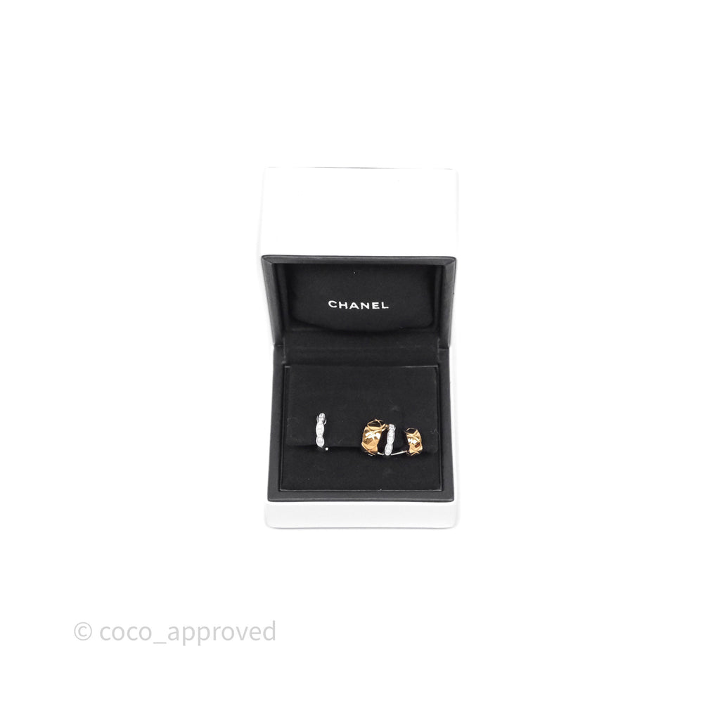 Chanel Coco Crush Asymmetrical Earrings White Gold & Yellow Gold With Diamond