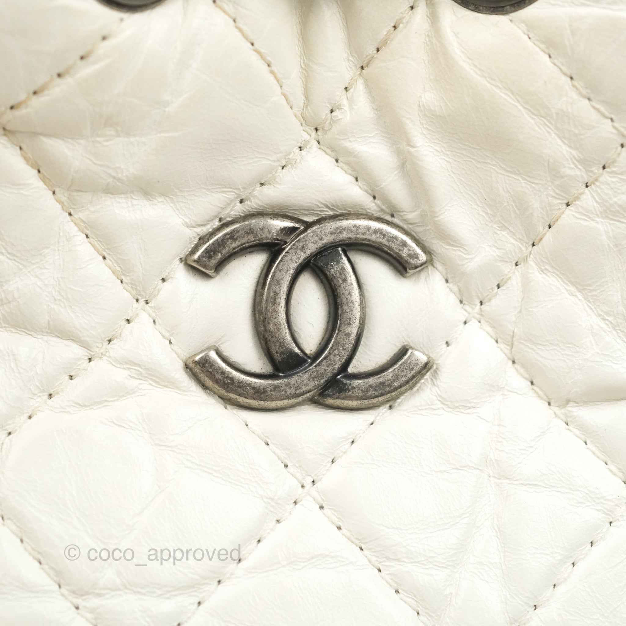 CHANEL Aged Calfskin Quilted Small Gabrielle Backpack Black White 1303912