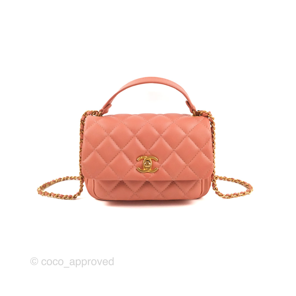 Chanel Day Trip Quilted Small Pink Lambskin Aged Gold Hardware