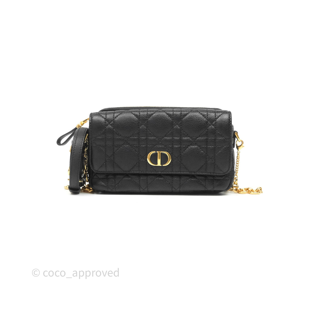 Christian Dior Caro Pouch with Chain Black Cannage Calfskin