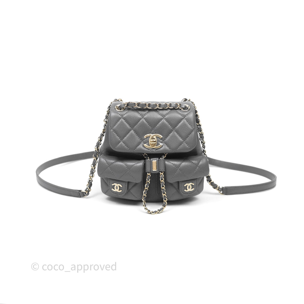 Chanel Duma Backpack Small Grey Caviar Gold Hardware