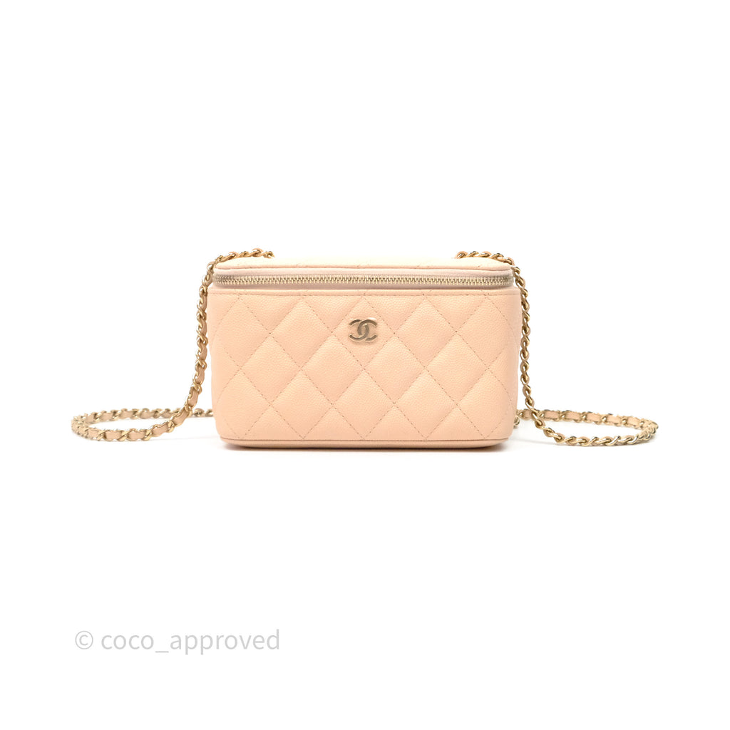Chanel Vanity With Classic Chain Light Beige Caviar Gold Hardware