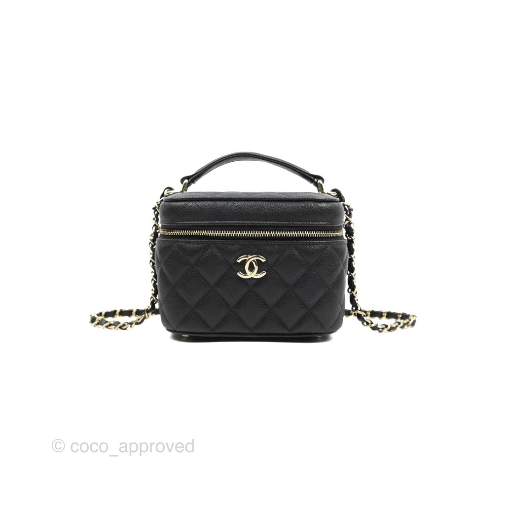 Chanel Top Handle Vanity with Chain Black Caviar Gold Hardware