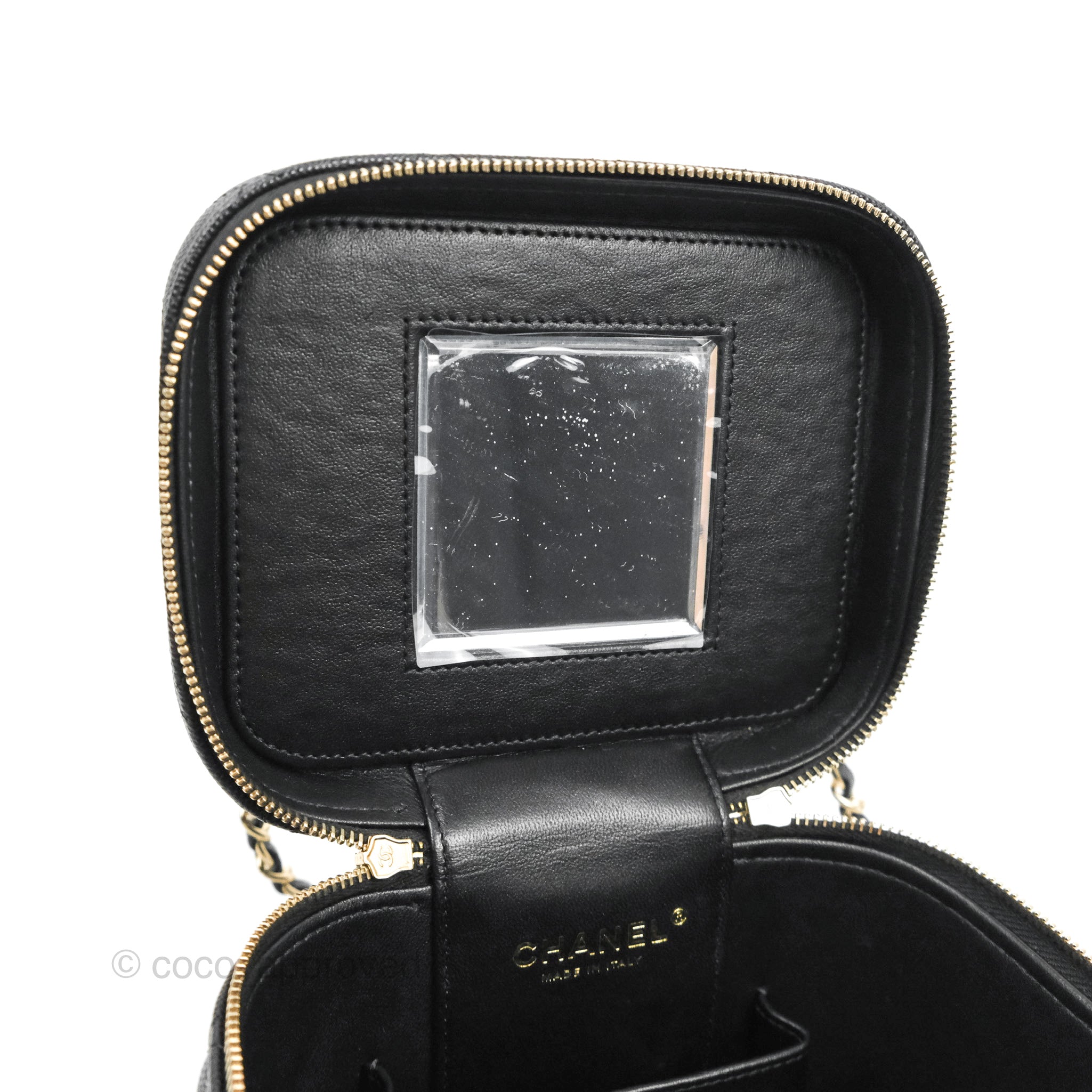 Chanel Top Handle Vanity with Chain Black Caviar Gold Hardware