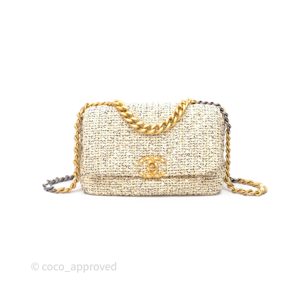 Chanel 19 Small Tweed Oreo Cream Mixed Hardware