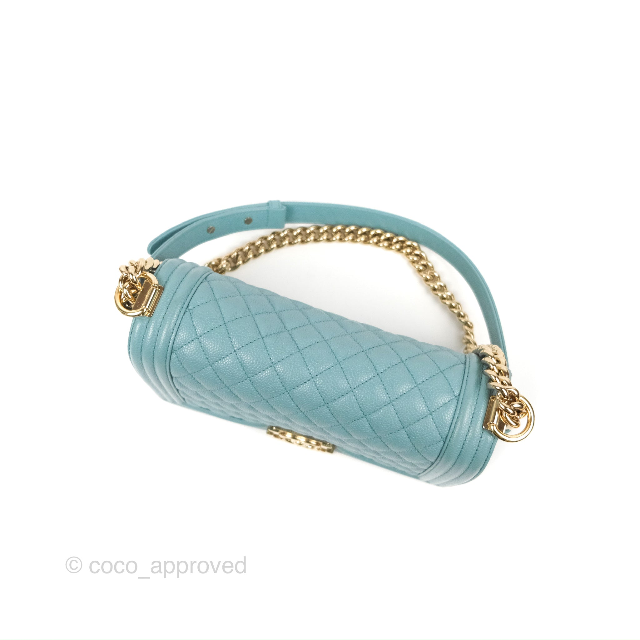 Chanel Quilted Medium Boy Tiffany Blue Caviar Gold Hardware – Coco Approved  Studio