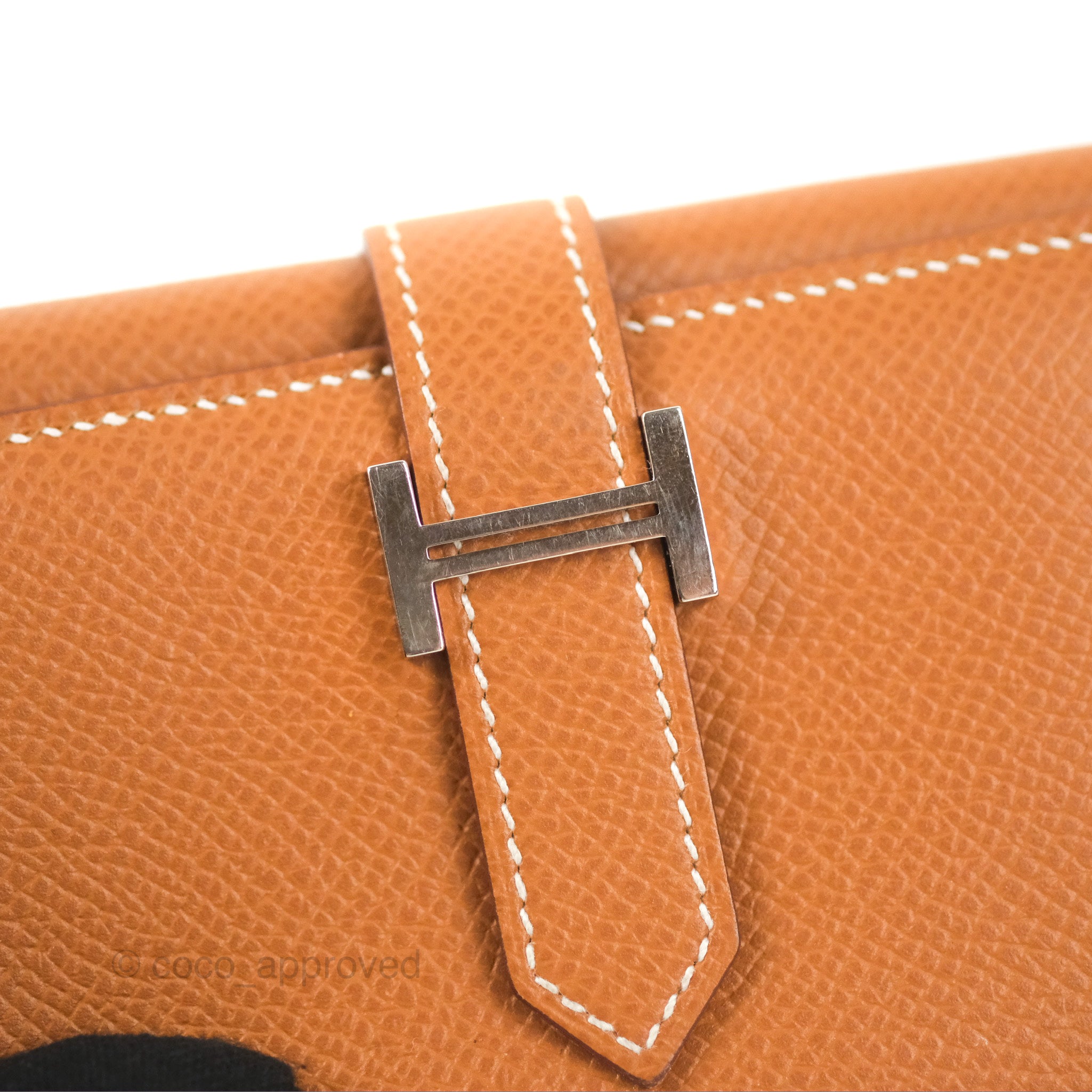 Hermes Bearn Combinet Jaune Poussin/Nata Voe Epson Trifold Wallet Z  Engraved