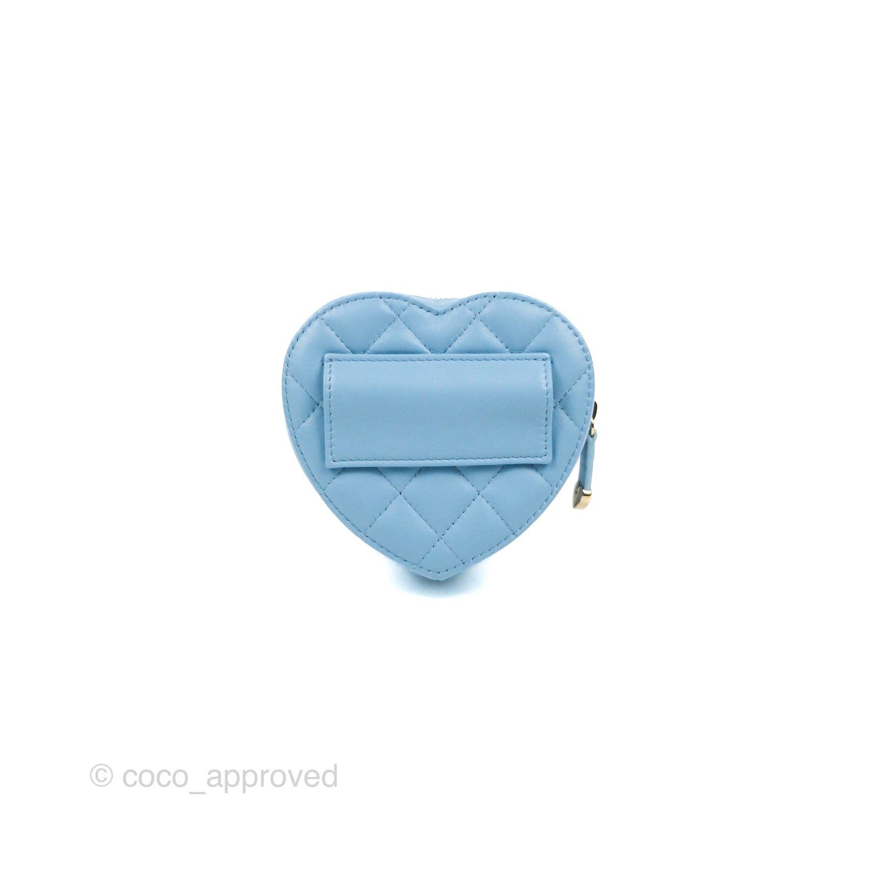 Chanel Mini Heart Belt Bag Blue Lambskin Gold Hardware 22S – Coco