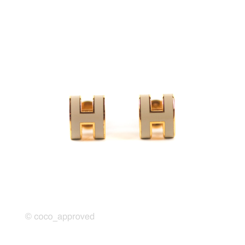 Hermès Mini Pop H Earrings Marron Glace Gold Hardware