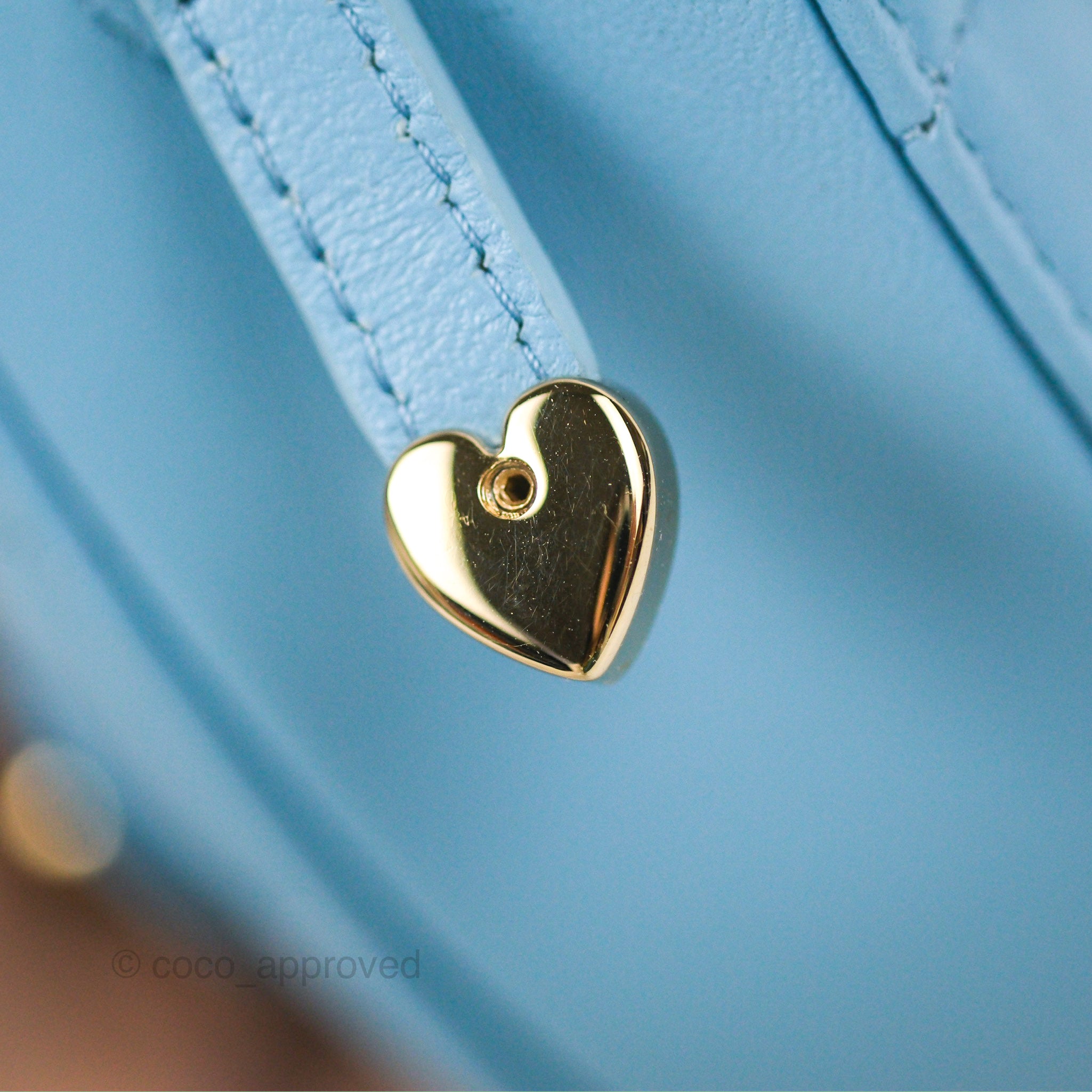 Chanel Mini Heart Belt Bag Blue Lambskin Gold Hardware 22S – Coco