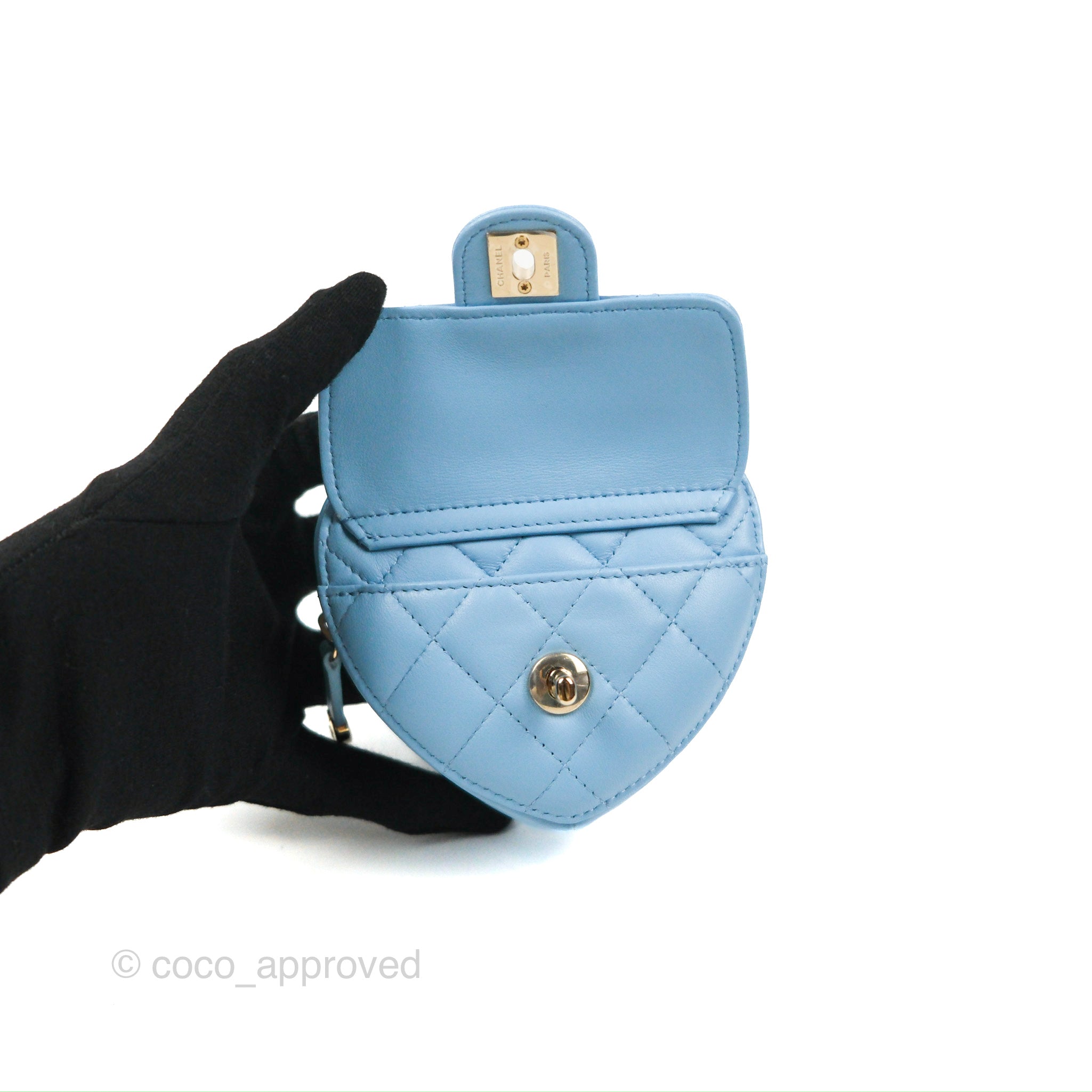 Chanel Mini Heart Belt Bag Blue Lambskin Gold Hardware 22S – Coco Approved  Studio