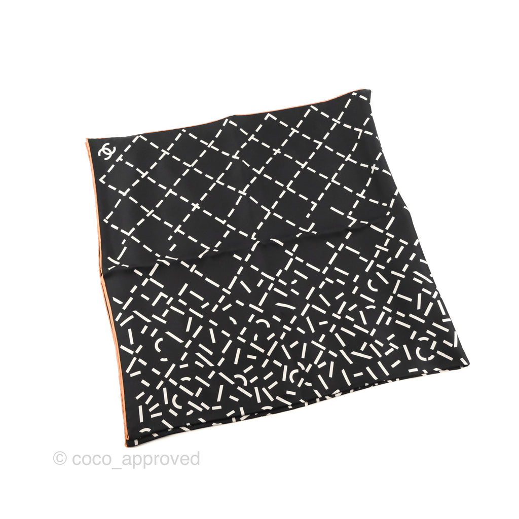 Chanel CC Silk Square Scarf 90 Black/White