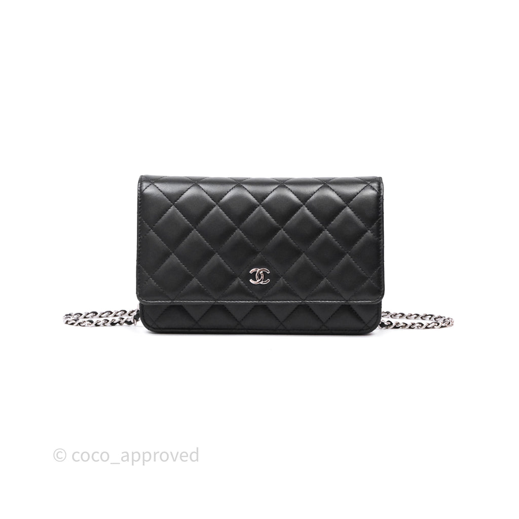 Chanel Quilted WOC Black Lambskin Silver Hardware