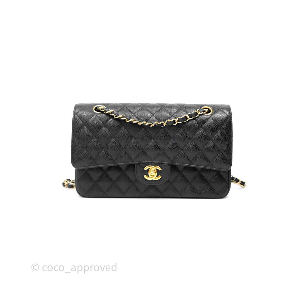 Chanel Classic M/L Medium Flap Quilted Black Caviar Gold Hardware