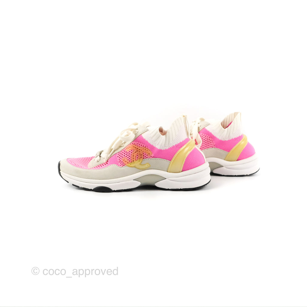 Chanel Low Top CC Trainers White Pink Sneakers Size 37.5 – Coco Approved  Studio