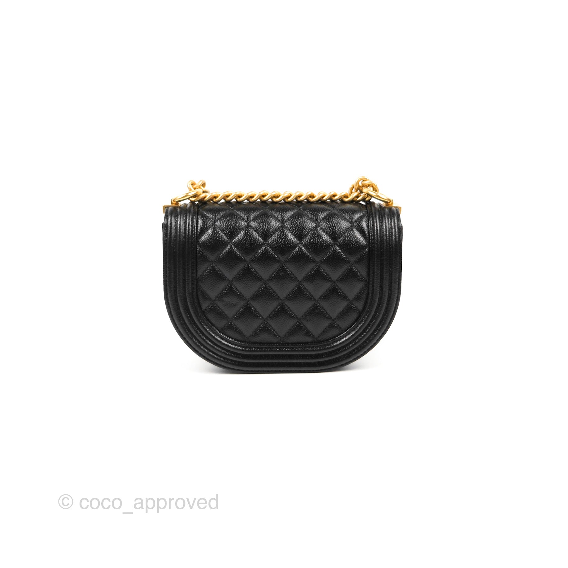 Chanel Boy Messenger Bag Black Caviar Aged Gold Hardware – Coco Approved  Studio