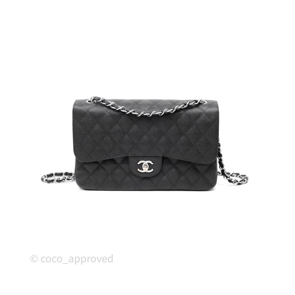 Chanel Jumbo Double Flap Black Caviar Silver Hardware