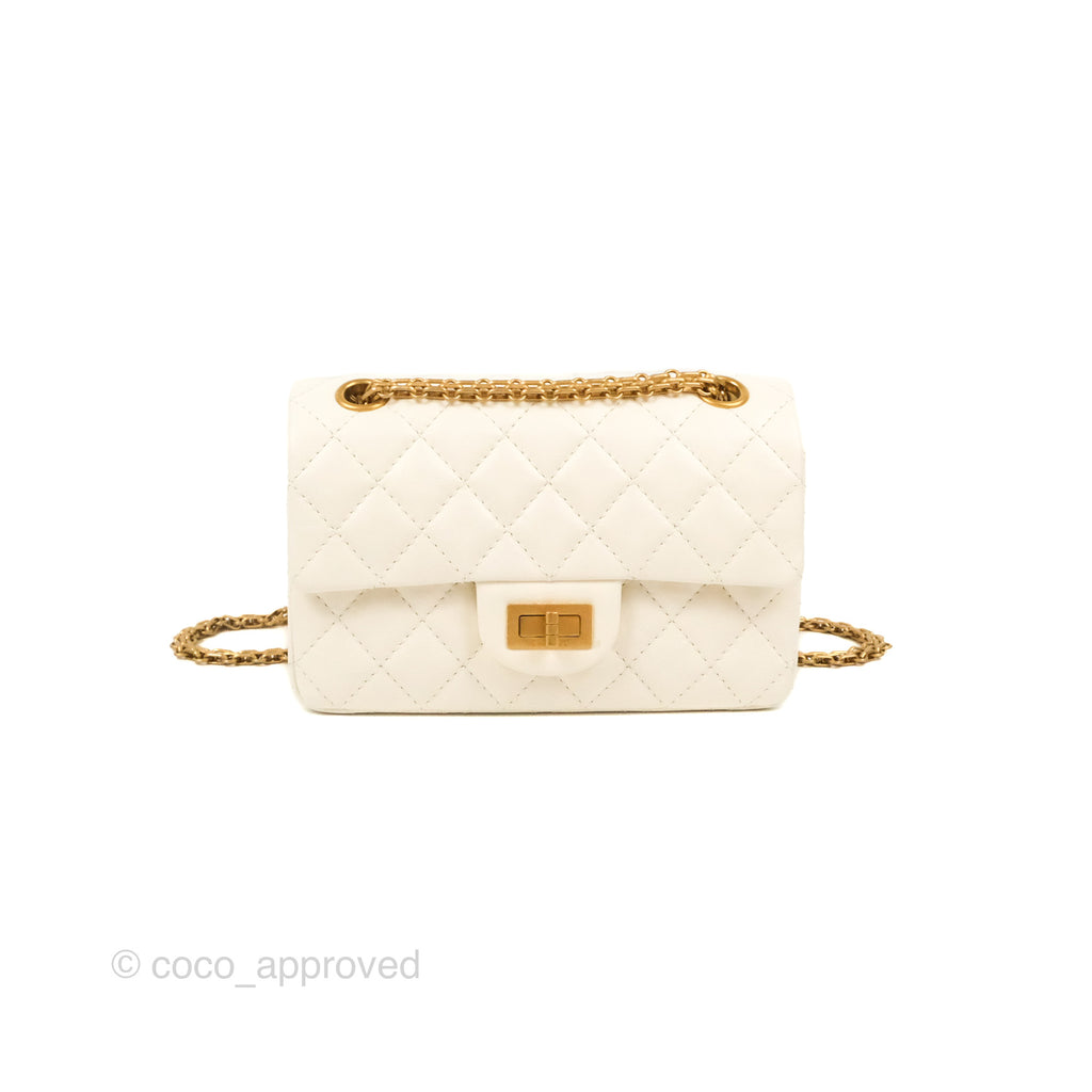 Chanel Mini Reissue 224 White Aged Calfskin Gold Hardware