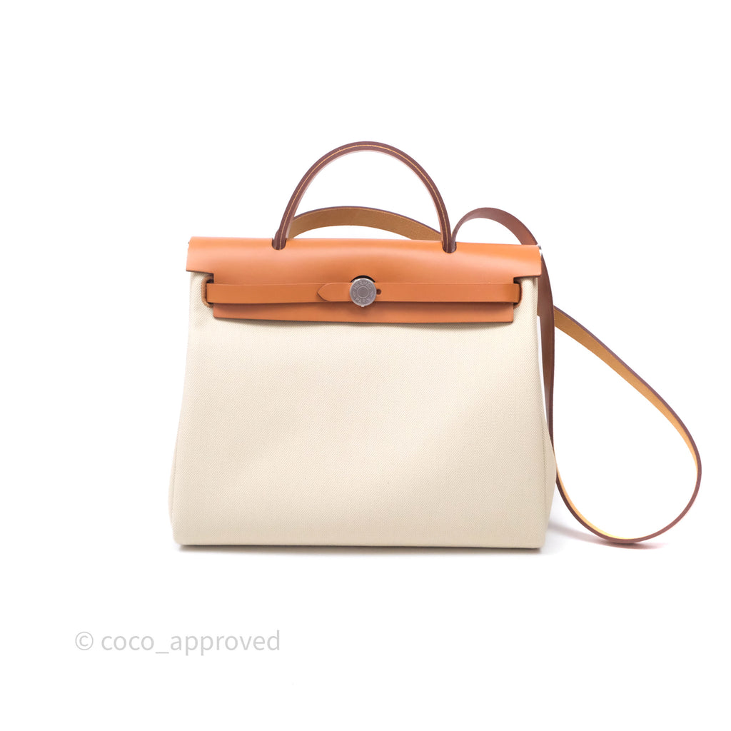 Hermès Herbag Zip 31 Retourne, Beton/Nature 8L Canvas Palladium Hardware