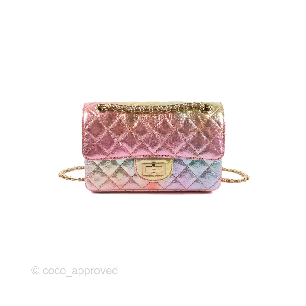 Chanel Mini Reissue 224 Metallic Rainbow Crumpled Calfskin Gold Hardware