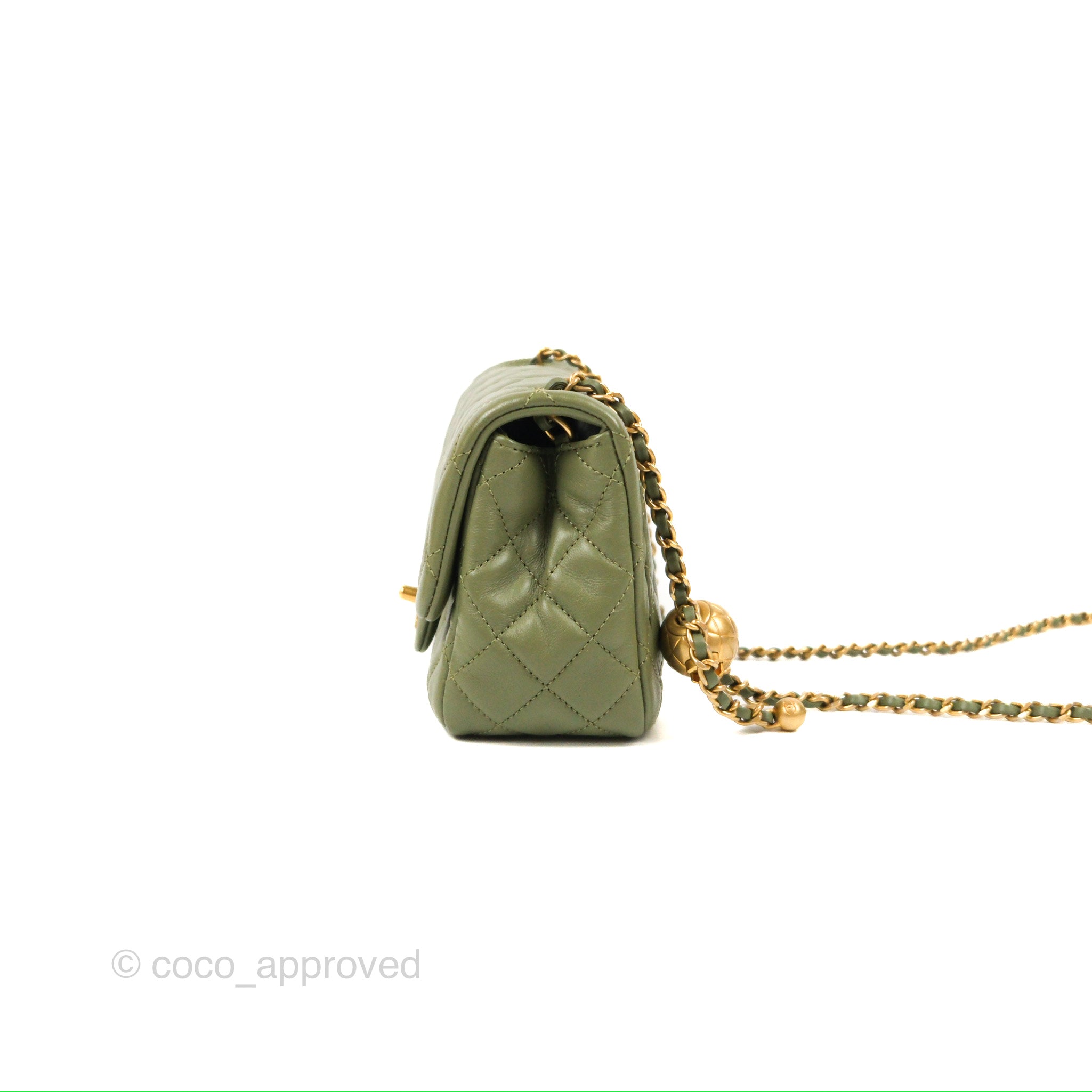Chanel Wallet on Chain WOC Olive Green Caviar Light Gold Hardware
