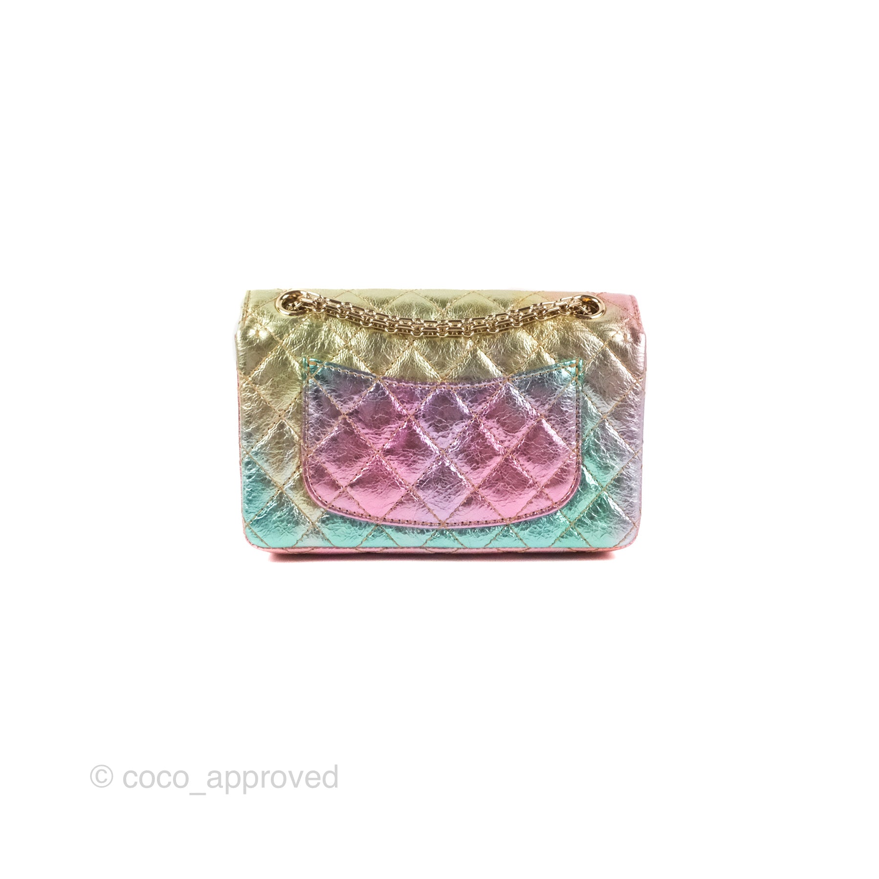 Chanel Mini Reissue 224 Metallic Rainbow Crumpled Calfskin Gold
