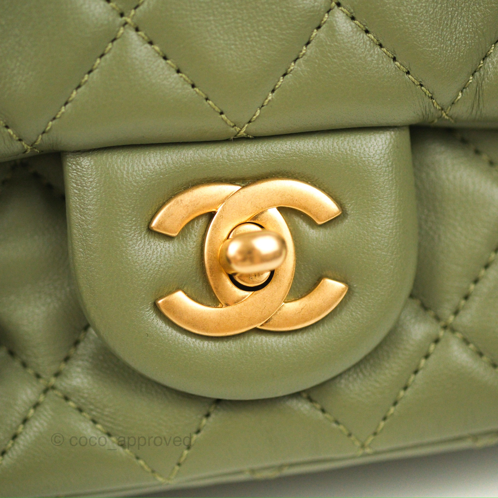 Chanel Green Pearl Crush Rectangular Mini Classic Flap Antique Gold  Hardware – Madison Avenue Couture