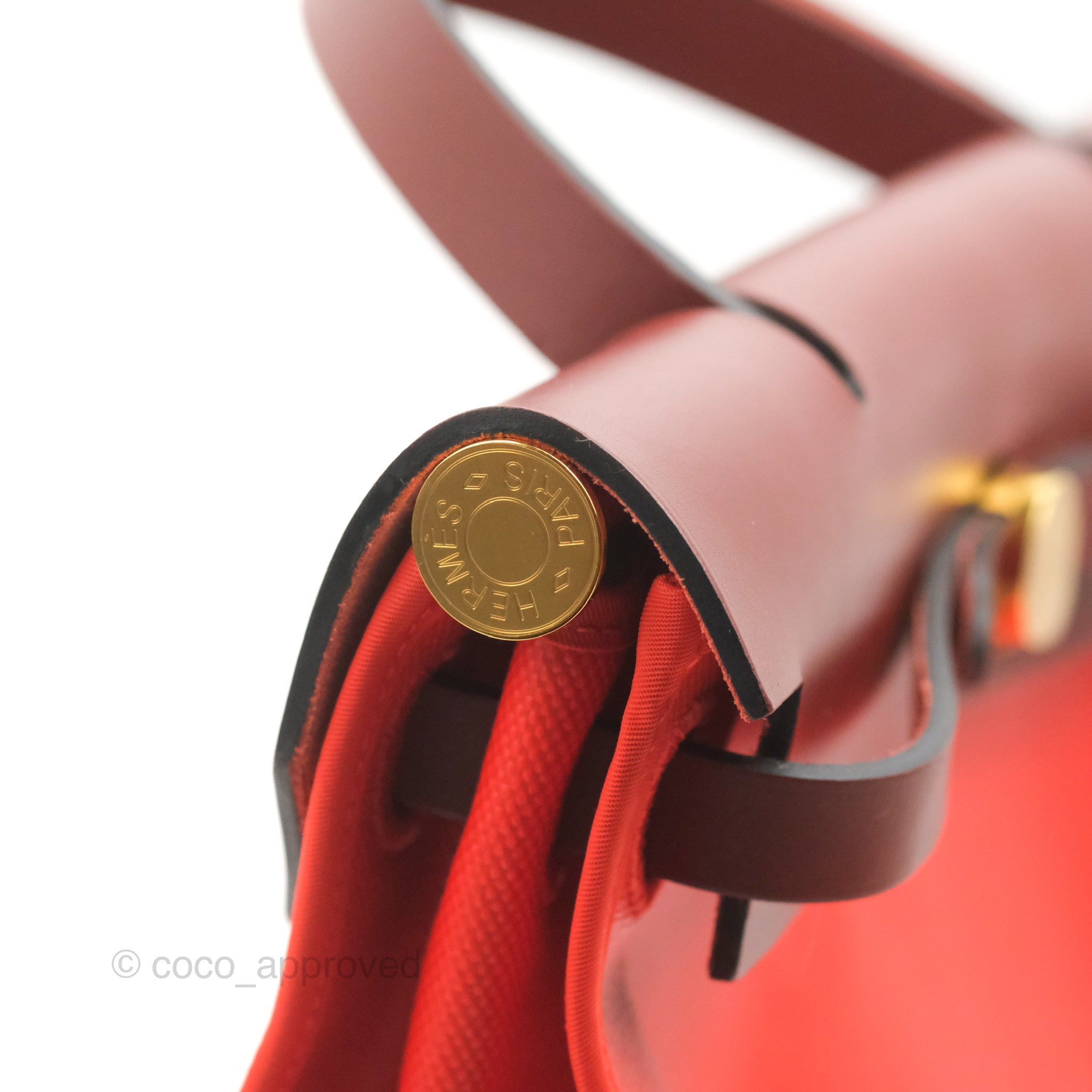 Hermès HERBAG TPM ORANGE DARK RED Multiple colors Gold hardware Leather  Cloth ref.473962 - Joli Closet