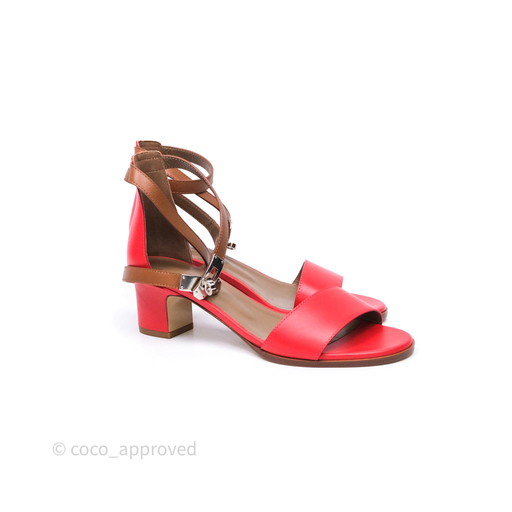Hermes Manege Ankle Wrap Sandals Red Size 36