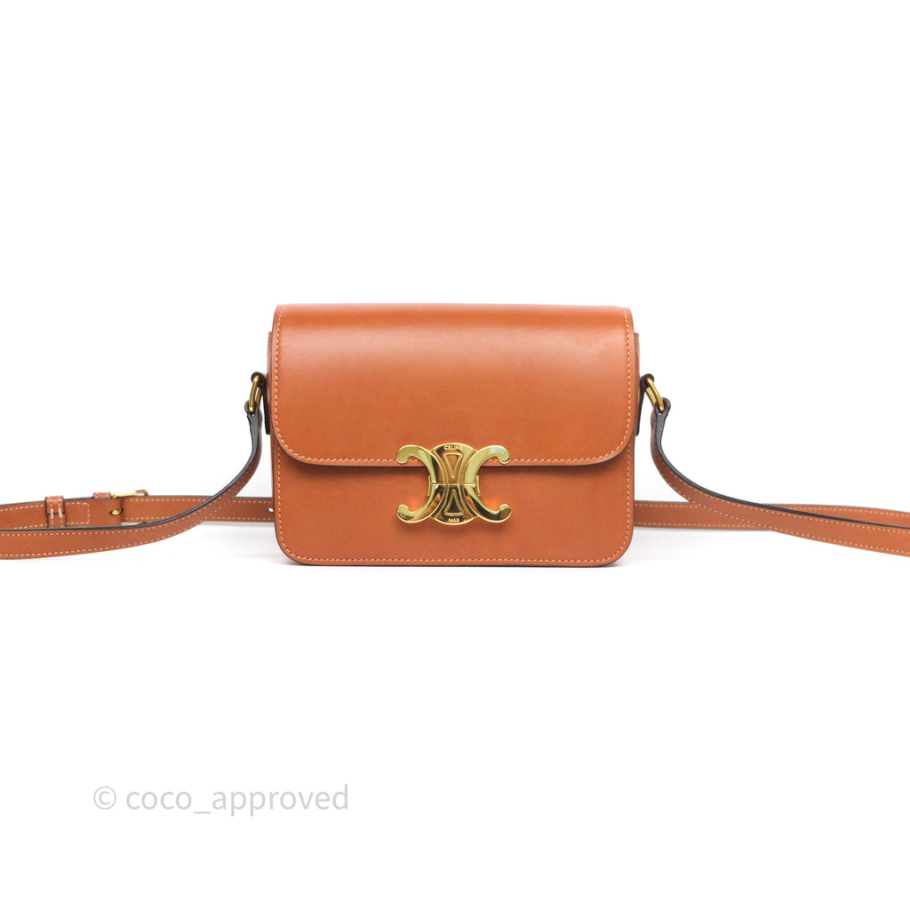 Celine Teen Triomphe Bag Tan Natural Calfskin Gold Hardware