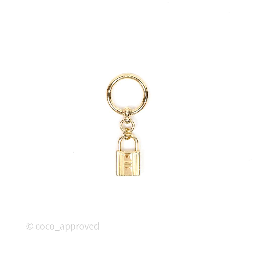 Hermes Loop Charms Cadenas Scarf Ring Gold Tone