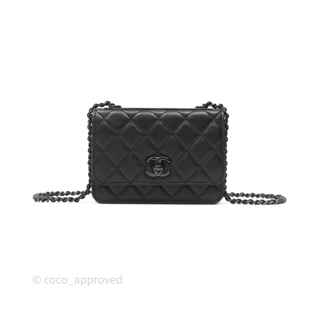 Chanel Mini Quilted Trendy CC WOC Wallet On Chain So Black Lambskin