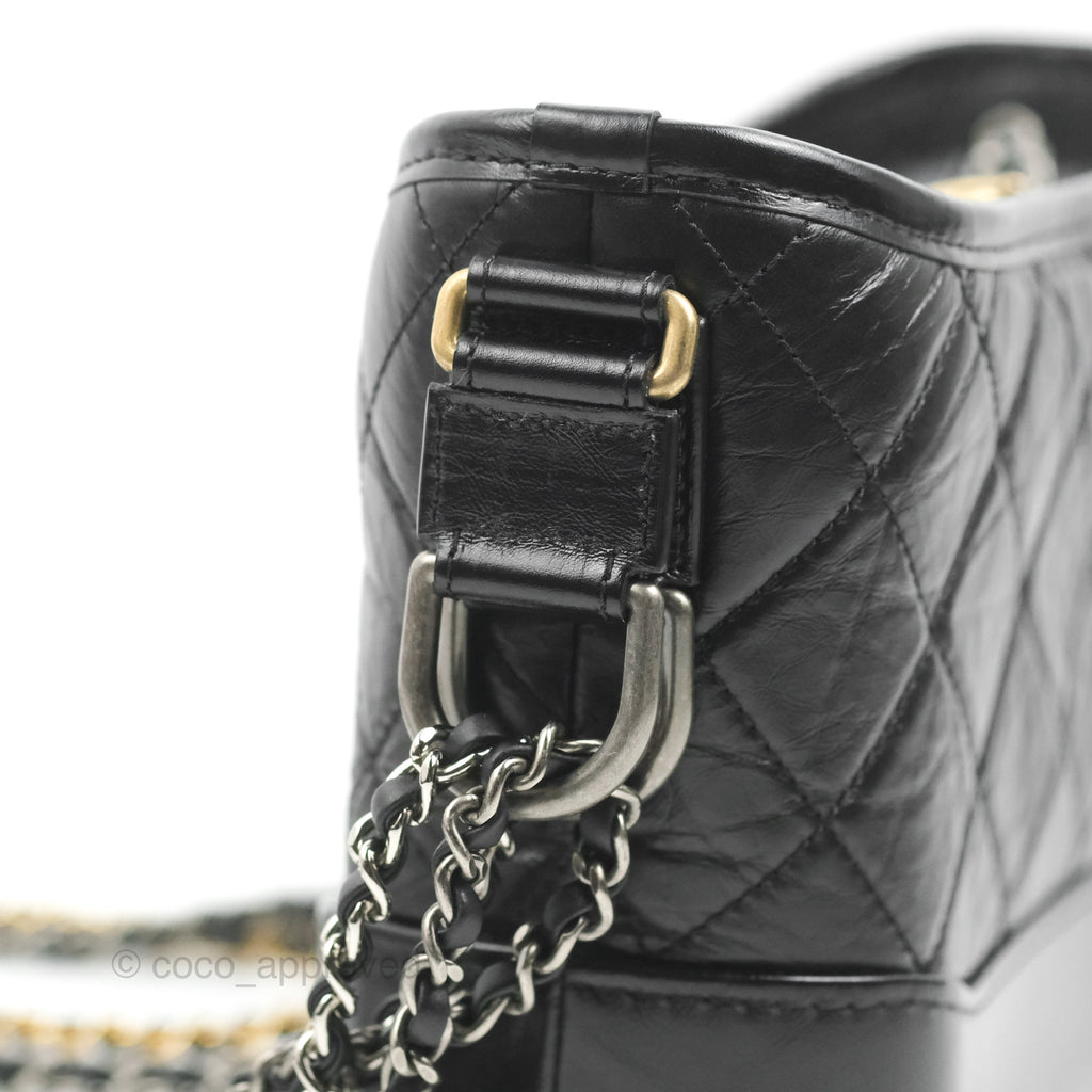 Chanel 22 Small Black Shiny Calfskin Aged Gold Hardware