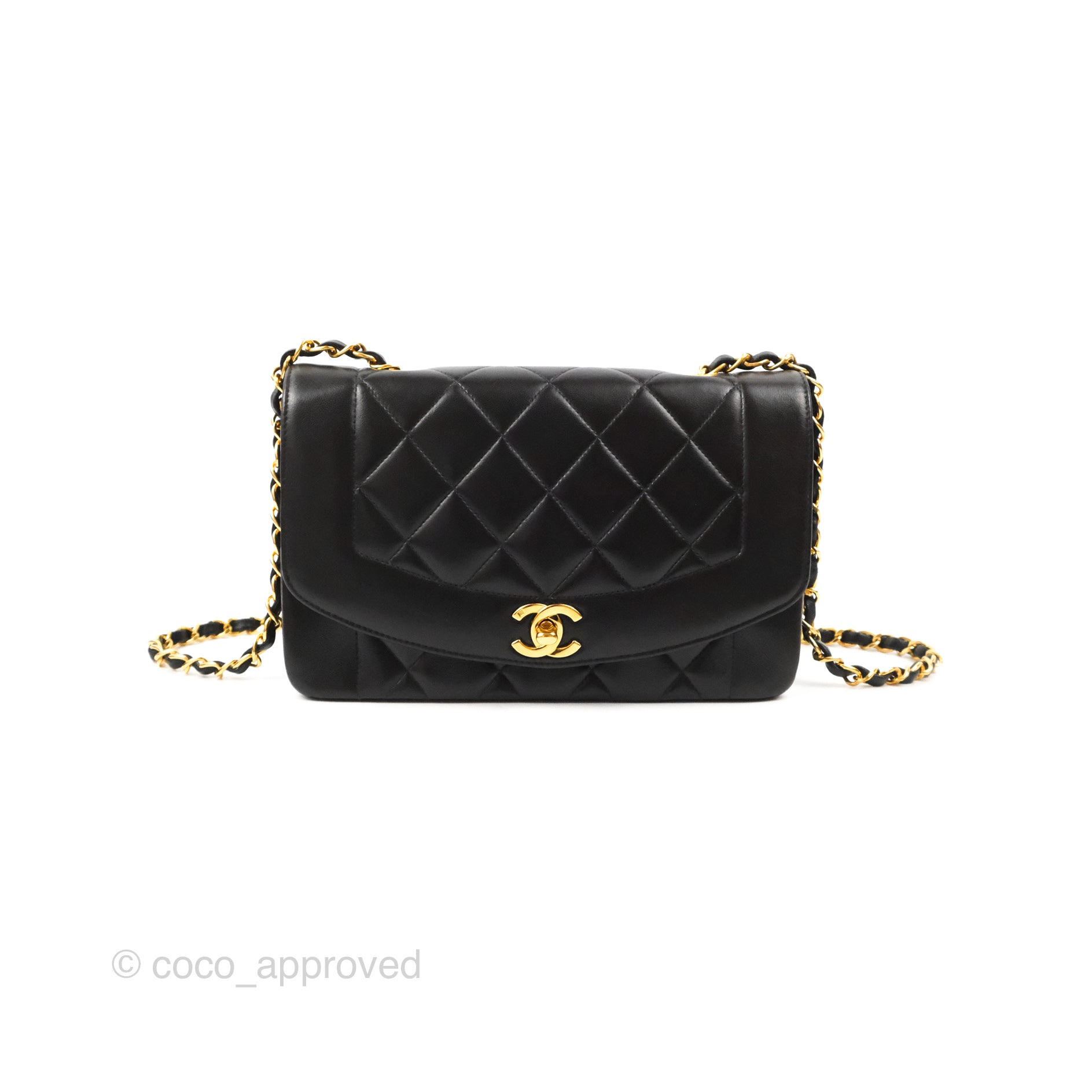 Chanel Black Lambskin Leather Vintage Diana Flap Bag Chanel