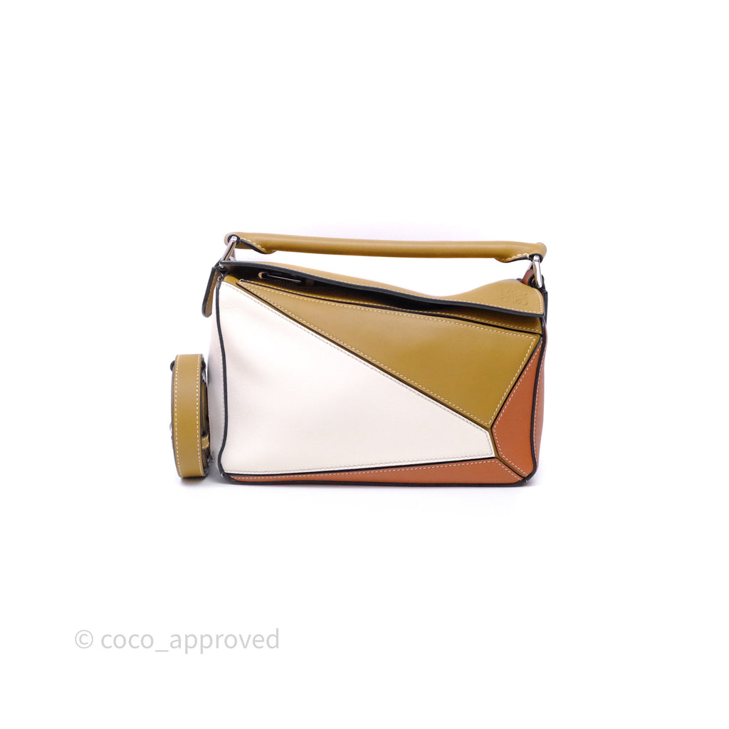 Loewe Small Puzzle Bag Khaki/ Tan Silver Hardware