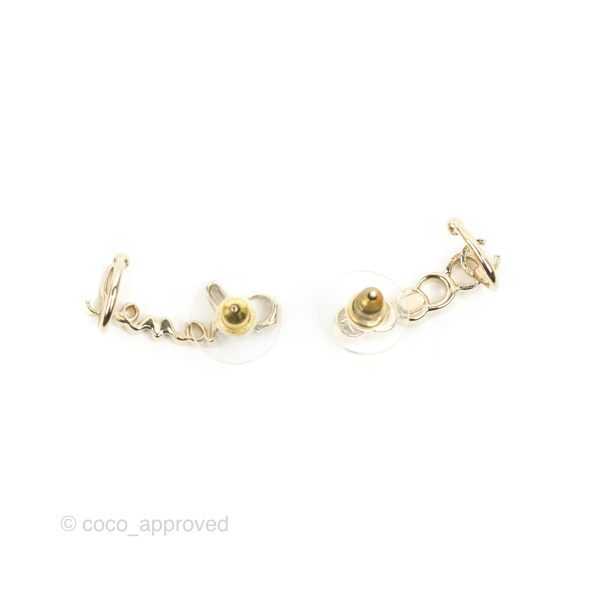 Chanel CC Coco Crystal Earrings Ear Cuff Gold Tone 22P – Coco