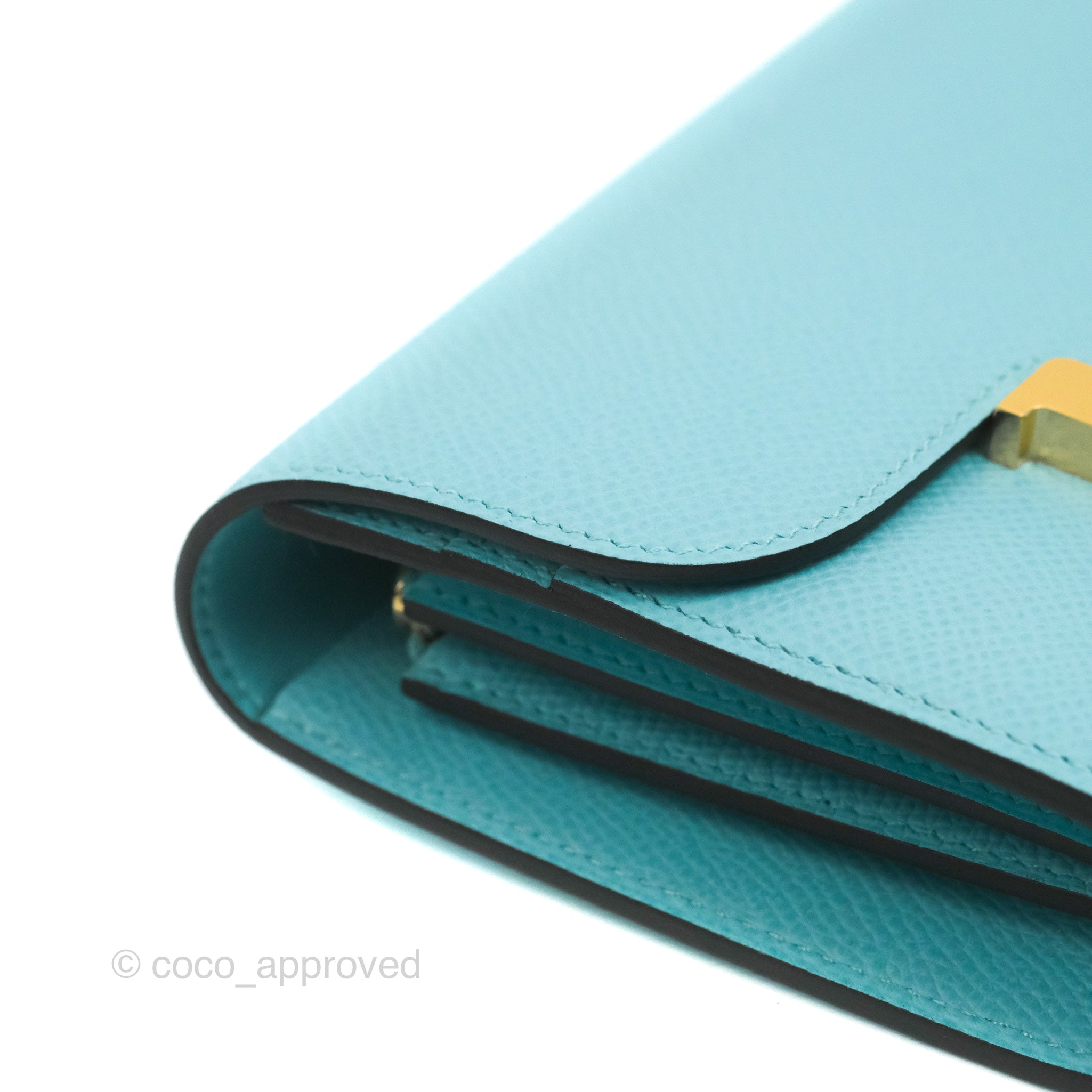 Bleu Iris Ostrich Constance Compact Wallet Palladium Hardware, 2017, Handbags & Accessories, 2023