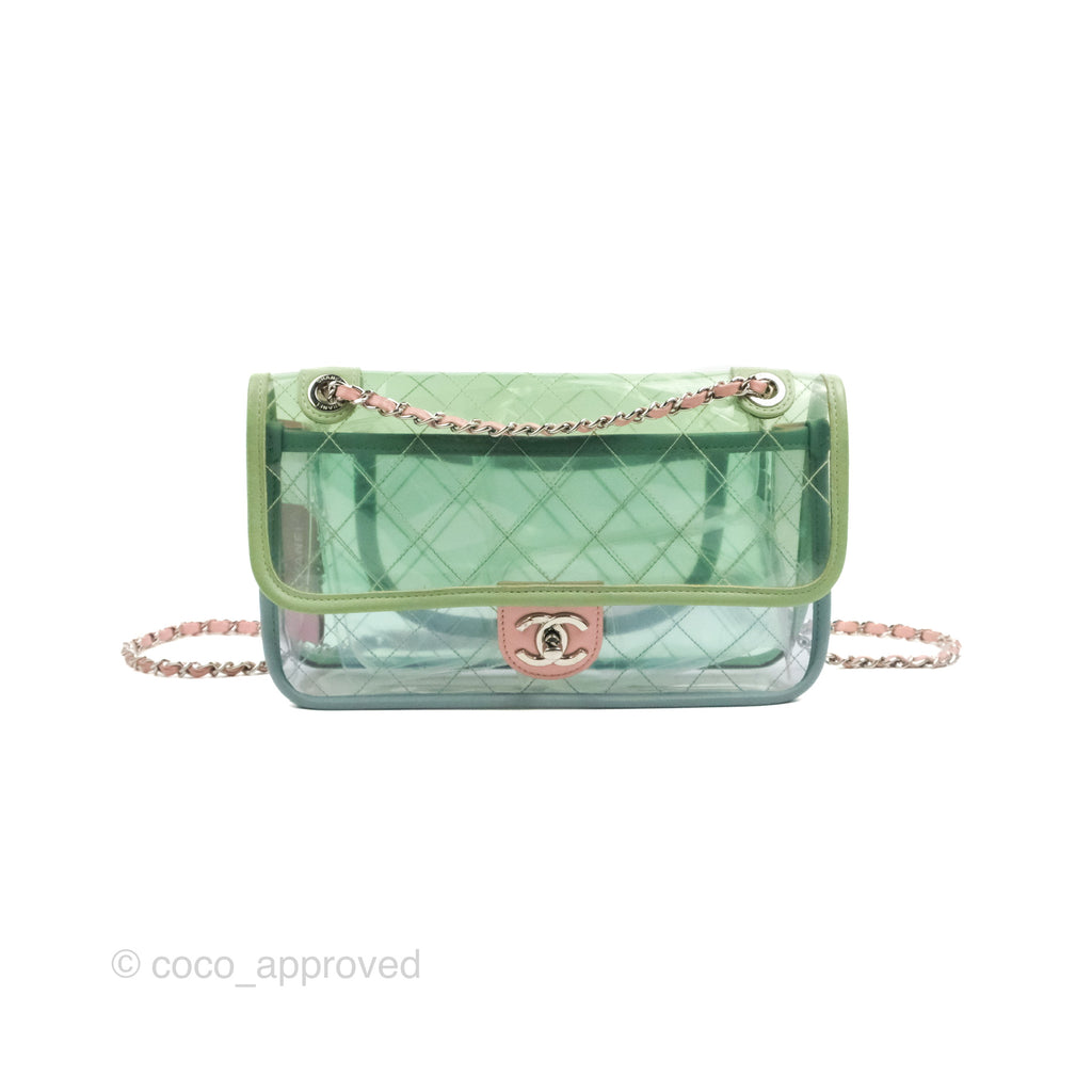 Chanel Coco Splash PVC Medium Flap Bag Blue/Green/Pink Silver Hardware