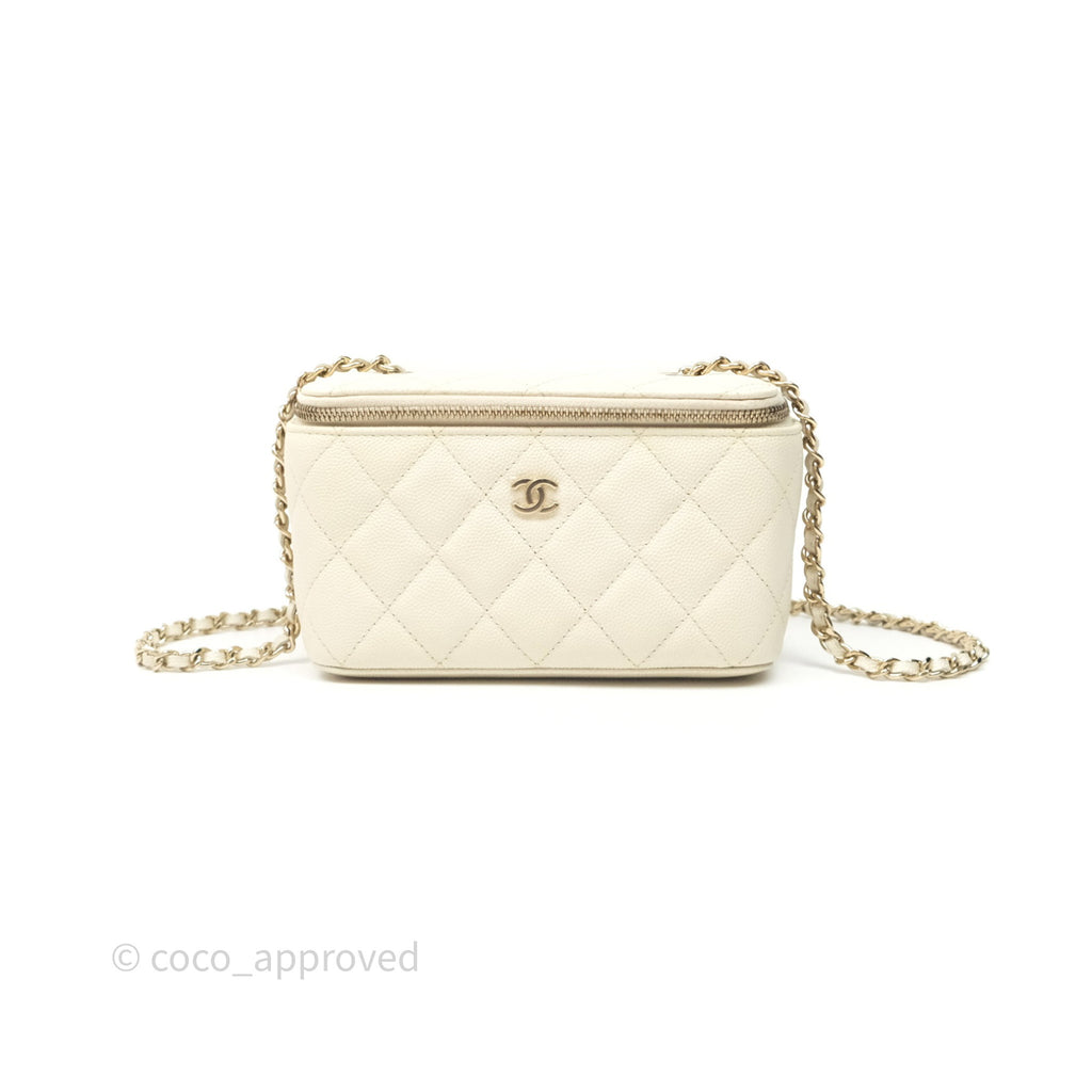 Chanel Vanity with Chain Ivory Cream Caviar Gold Hardware