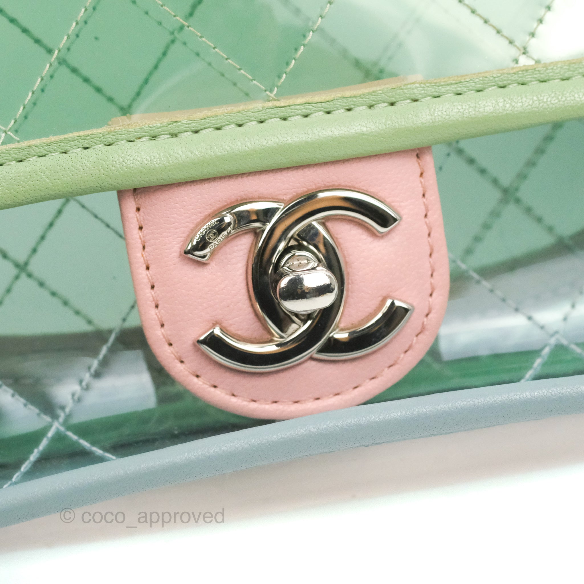 Chanel Coco Splash Lambskin PVC Quilted Shopping Tote Pink