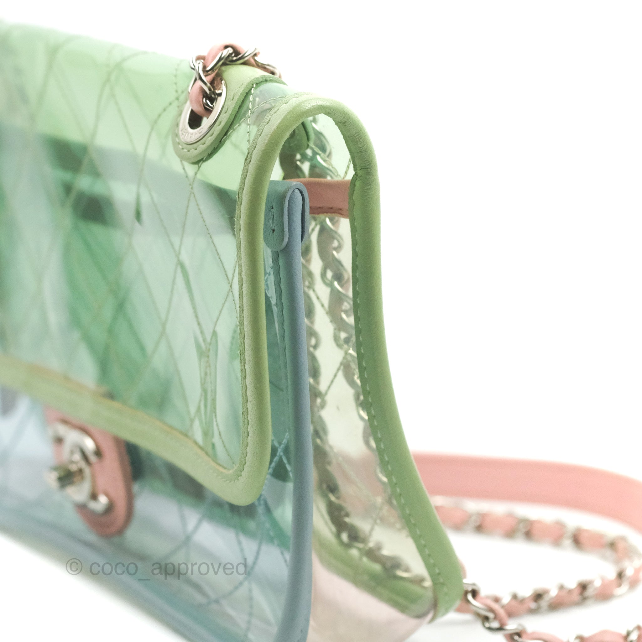 A MULTICOLOUR PVC & LEATHER COCO SPLASH SMALL FLAP BAG WITH SILVER