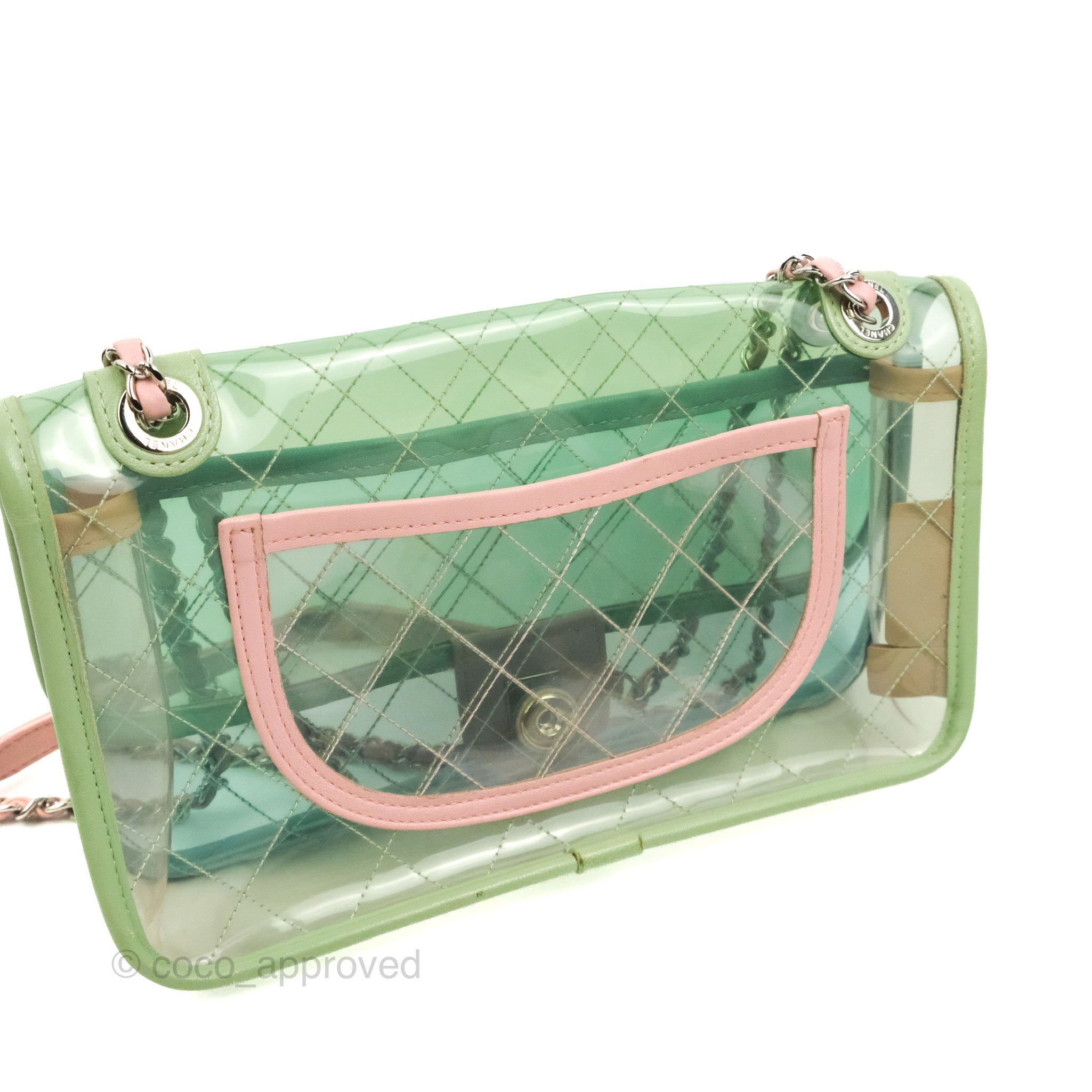 Coco Splash PVC Mini Flap Bag Pink Green Blue