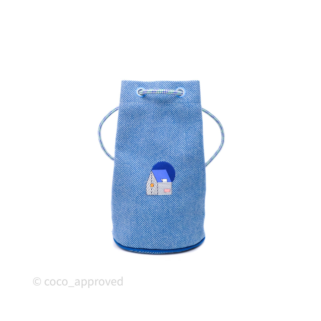 Hermes Les Cabanes Duffle Bag 7F Bleu Paon