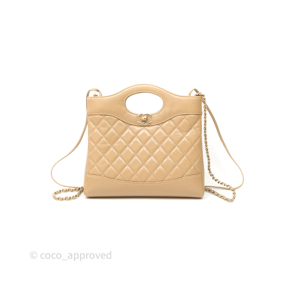 Chanel 31 Mini Beige Shiny Lambskin Gold Hardware