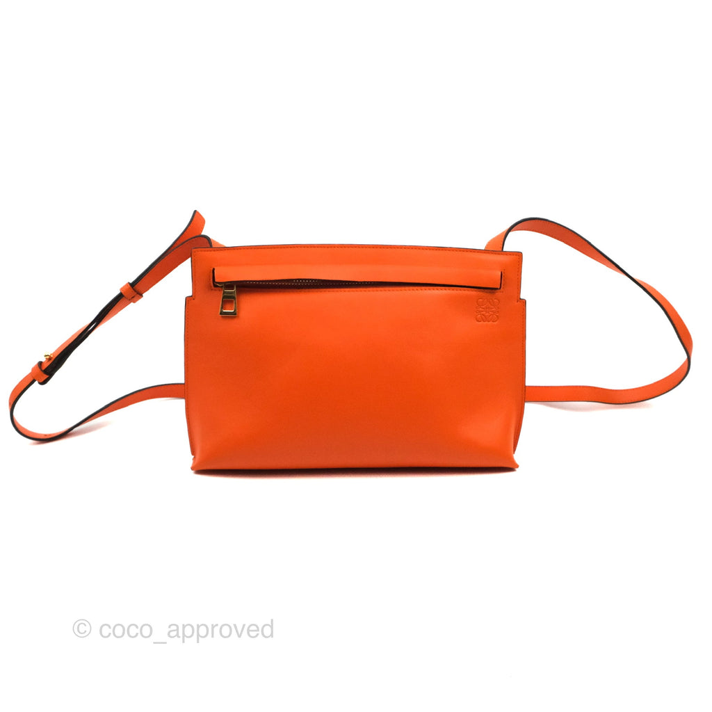 Loewe T Pouch Shoulder Bag Orange Calfskin