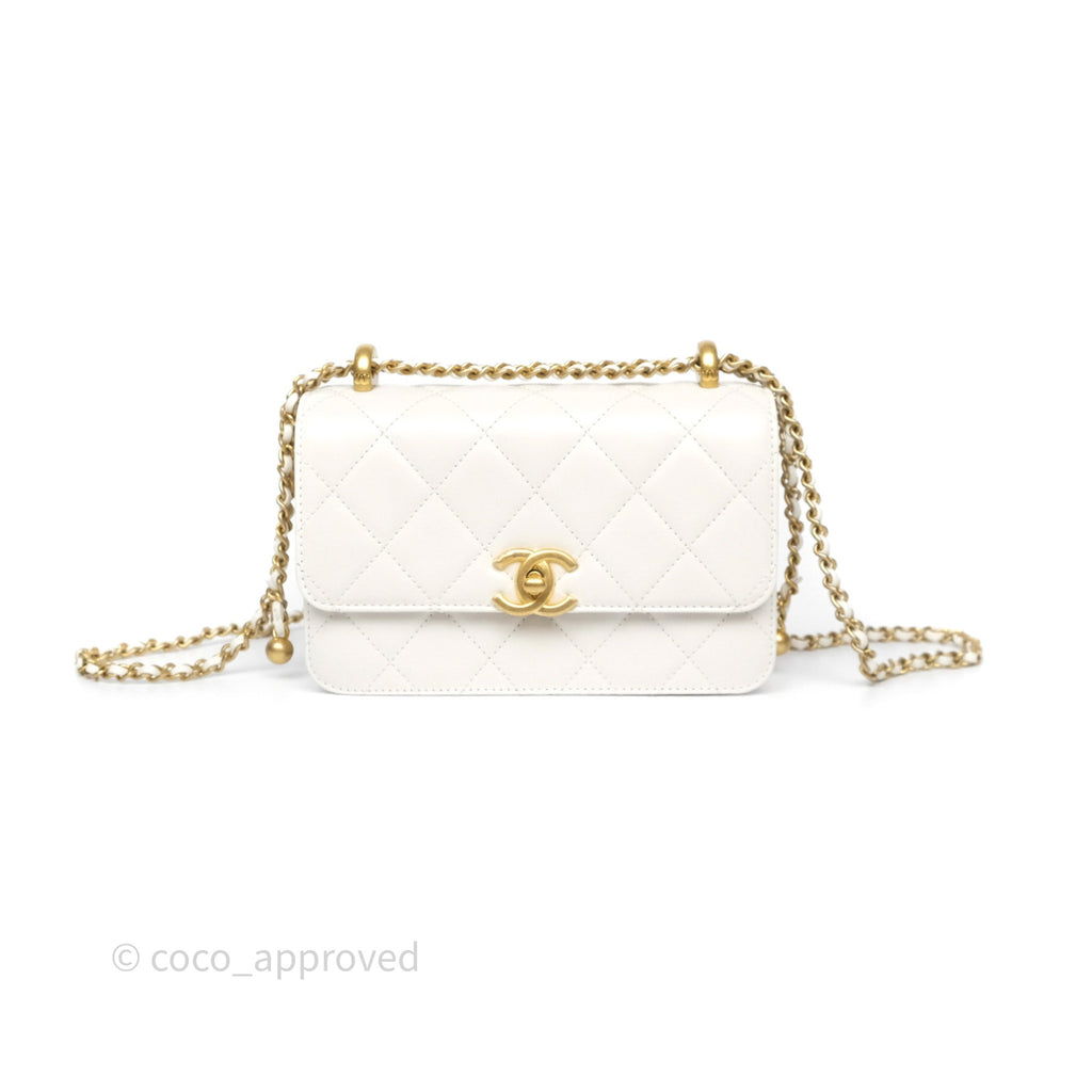 Chanel Quilted Mini Perfect Fit Adjustable White Calfskin Gold Hardware