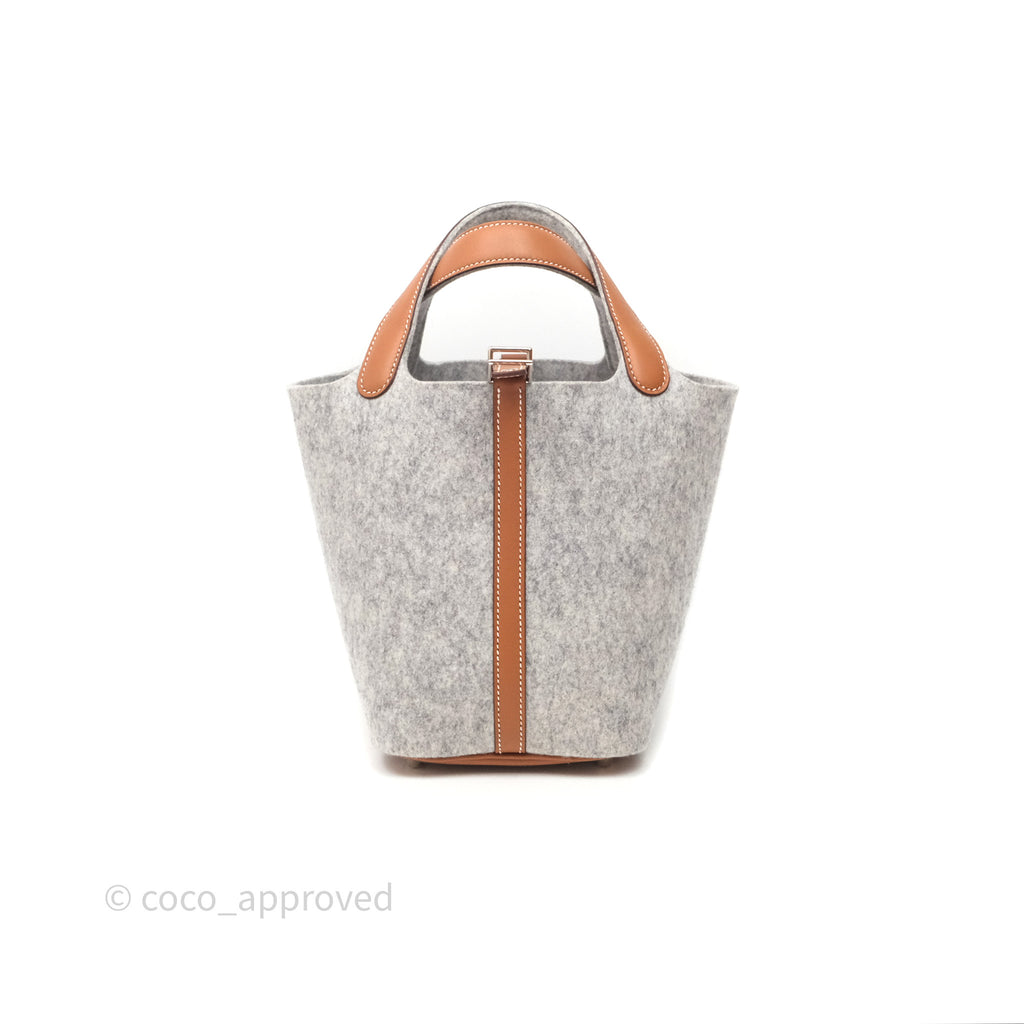 Hermès Picotin 18 Gris Clair/ Gold Wool Feutre Swift Palladium Hardware
