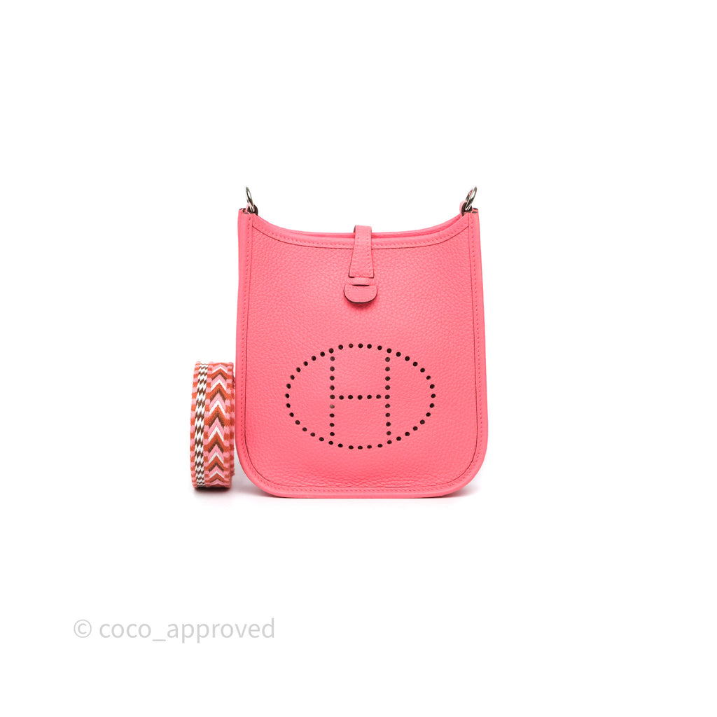 Hermès Mini Evelyne 16 Rose Azalée 8W Clemence Palladium Hardware