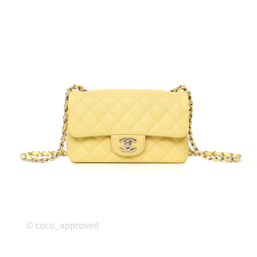 Chanel Mini Rectangular Quilted Yellow Caviar Silver Hardware