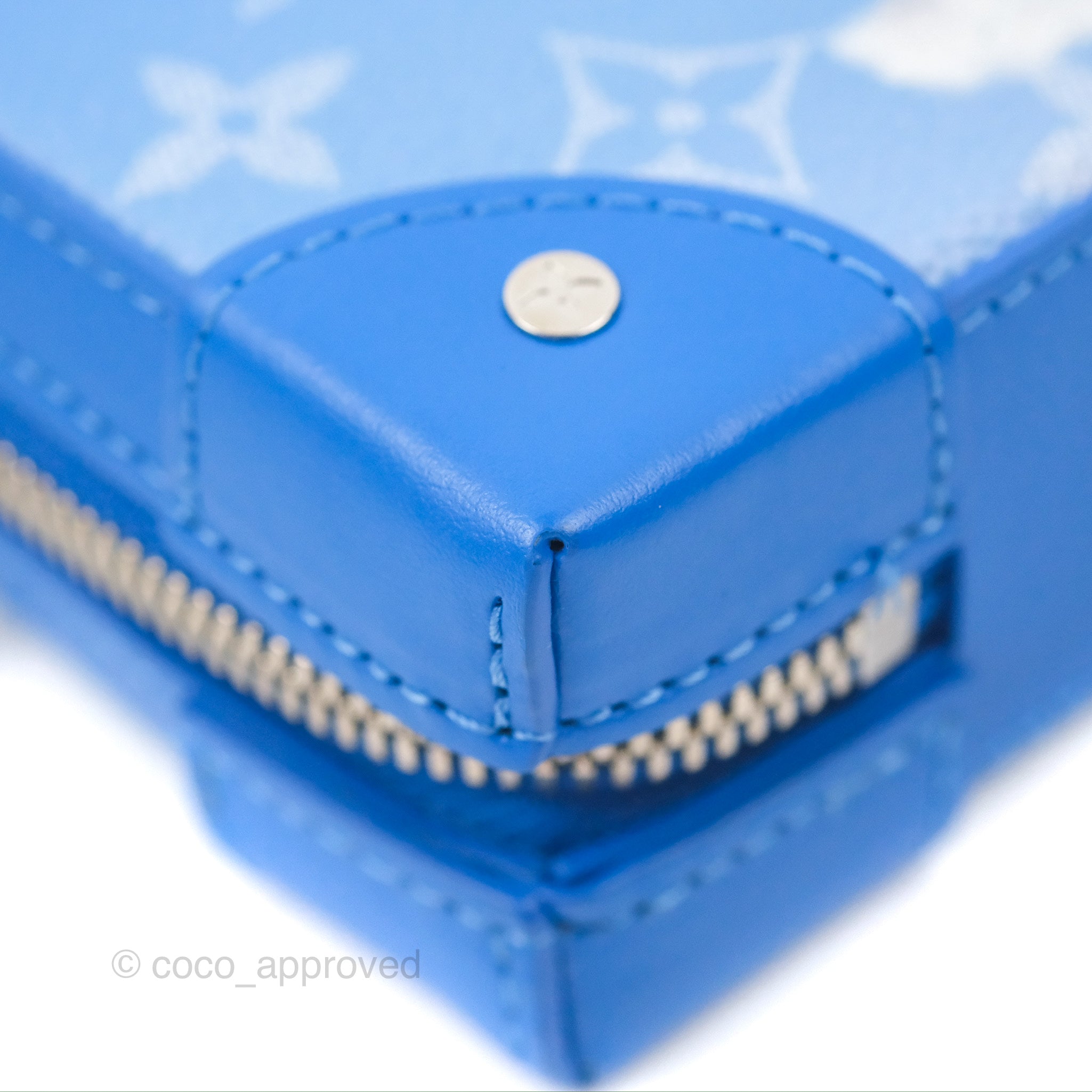 Louis Vuitton Virgil Abloh Blue Monogram Clouds Coated Canvas Soft Trunk Wallet Silver Hardware, 2020 (Very Good), Handbag